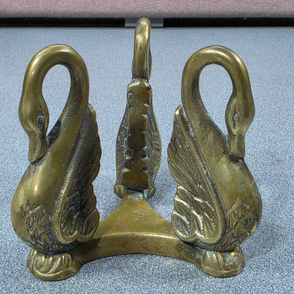 Vintage Brass Swan Trifoot Stand Home Decor - Picture 3 of 5
